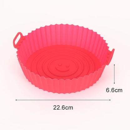 9 Inch Silicone Air Fryers Oven Baking Tray Pizza Fried Chicken Airfryer Silicone Basket Reusable Airfryer Pan Liner Accessories