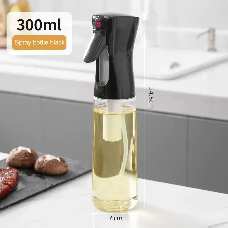 1pc 200/300/500 ML Oil Spray Bottle – Kitchen Household Edible Olive Oil Atomizer for Air Fryers. This spray bottle distributes oil in a fine mist, perfect for cooking, frying, and grilling. Ideal for controlling oil usage