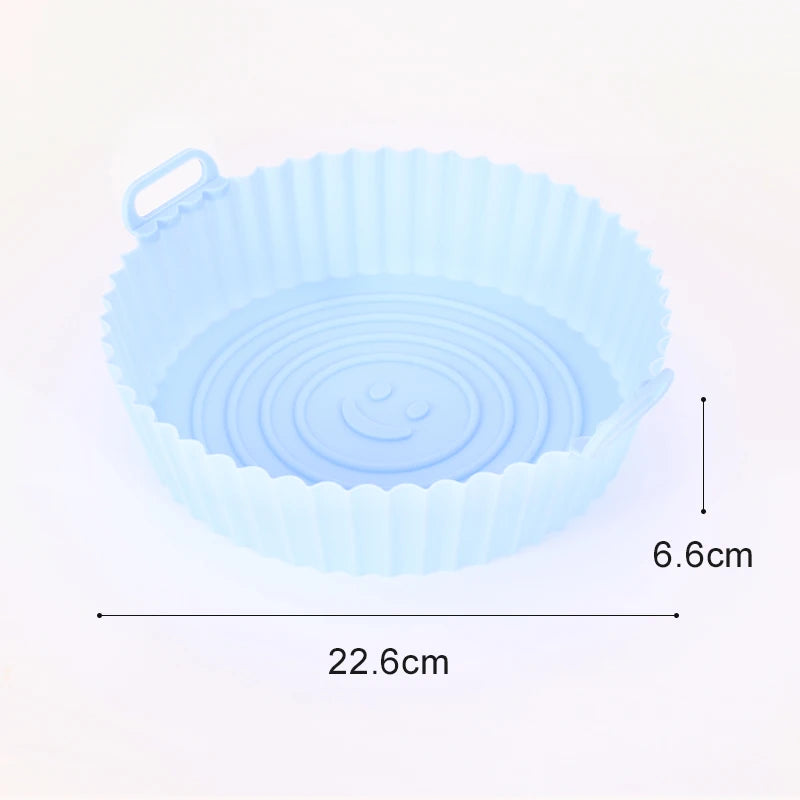 9 Inch Silicone Air Fryers Oven Baking Tray Pizza Fried Chicken Airfryer Silicone Basket Reusable Airfryer Pan Liner Accessories