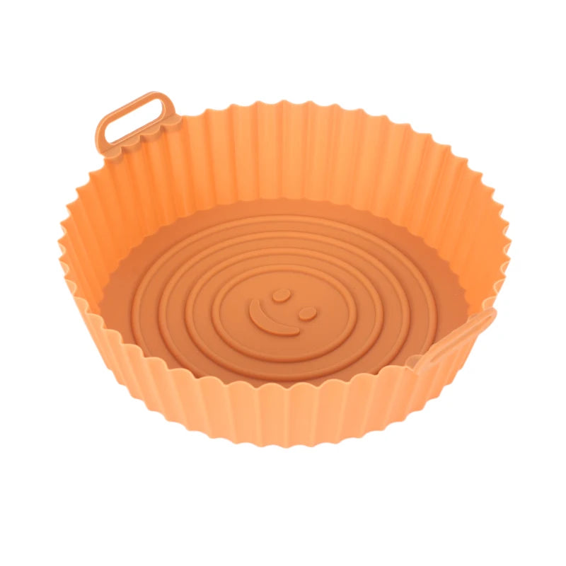 9 Inch Silicone Air Fryers Oven Baking Tray Pizza Fried Chicken Airfryer Silicone Basket Reusable Airfryer Pan Liner Accessories