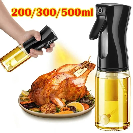 1pc 200/300/500 ML Oil Spray Bottle – Kitchen Household Edible Olive Oil Atomizer for Air Fryers. This spray bottle distributes oil in a fine mist, perfect for cooking, frying, and grilling. Ideal for controlling oil usage