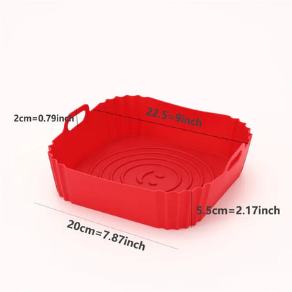 9 Inch Silicone Air Fryers Oven Baking Tray Pizza Fried Chicken Airfryer Silicone Basket Reusable Airfryer Pan Liner Accessories