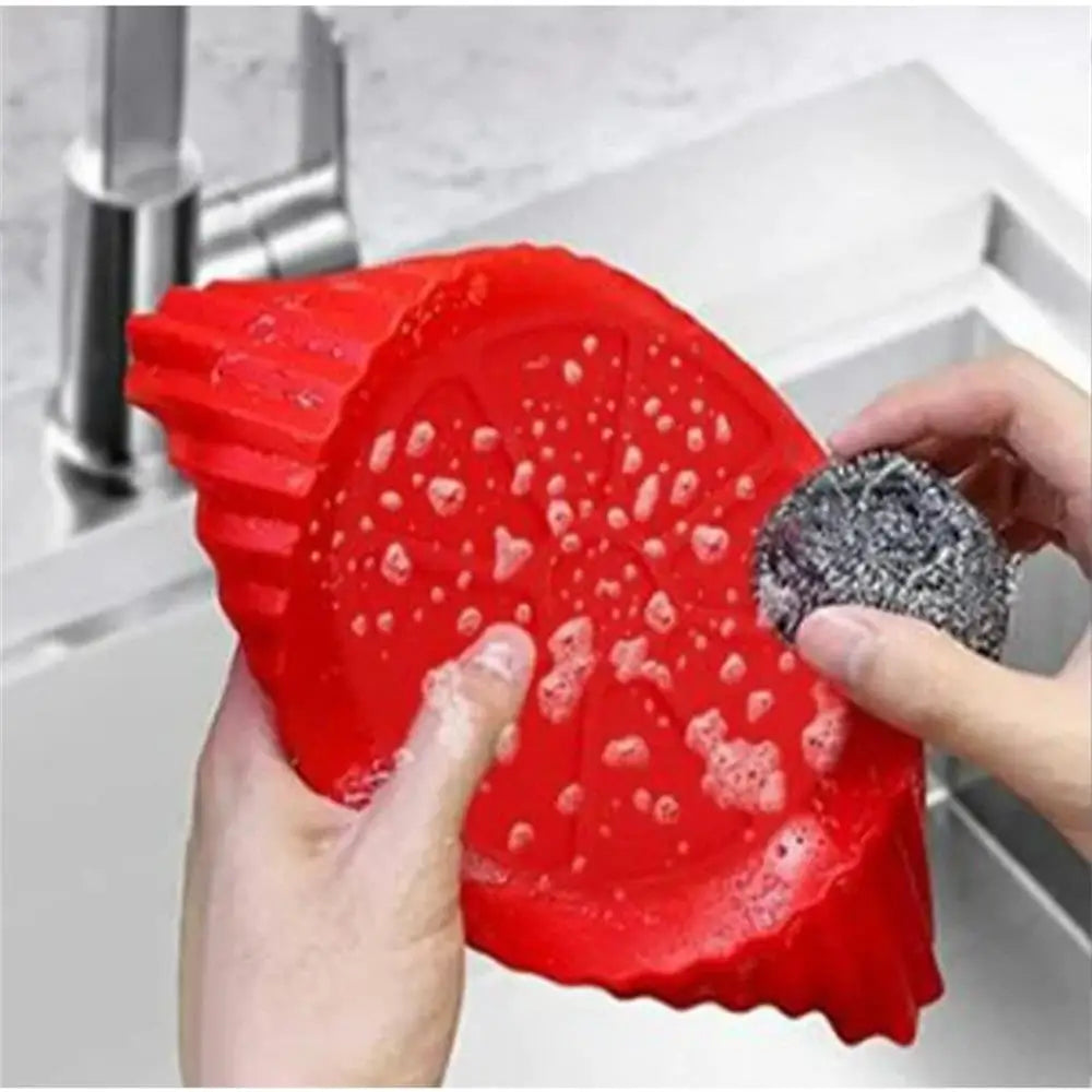 1PC Air Fryer Silicone Baking Tray Mat Circular High-Temperature Resistant Foldable Food Grade Double Ear Baking Tray