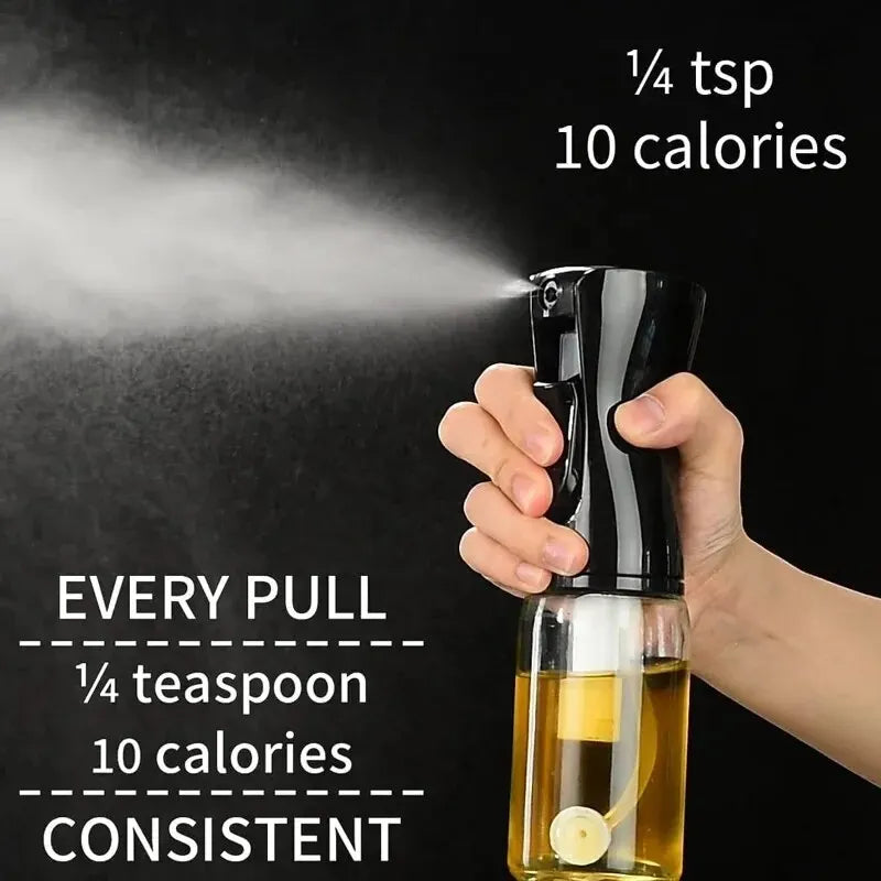 1pc 200/300/500 ML Oil Spray Bottle – Kitchen Household Edible Olive Oil Atomizer for Air Fryers. This spray bottle distributes oil in a fine mist, perfect for cooking, frying, and grilling. Ideal for controlling oil usage