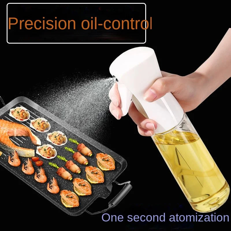 1pc 200/300/500 ML Oil Spray Bottle – Kitchen Household Edible Olive Oil Atomizer for Air Fryers. This spray bottle distributes oil in a fine mist, perfect for cooking, frying, and grilling. Ideal for controlling oil usage