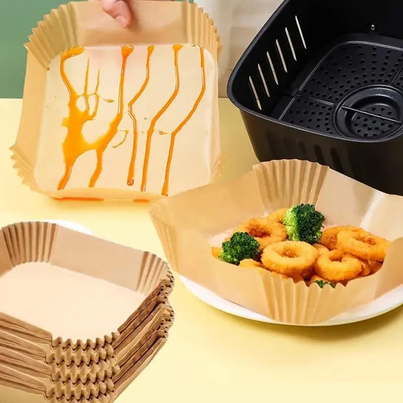 100/50/30pcs Air Fryer Disposable Square Paper Liner Non-Stick Oil-proof Parchment Mat Cooking Microwave Oven Baking BBQ Tools